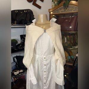 ⭐️M INC Wool/Angora Rabbit Hair/Nylon Elegant Cream Shawl with Rhinestone Detail